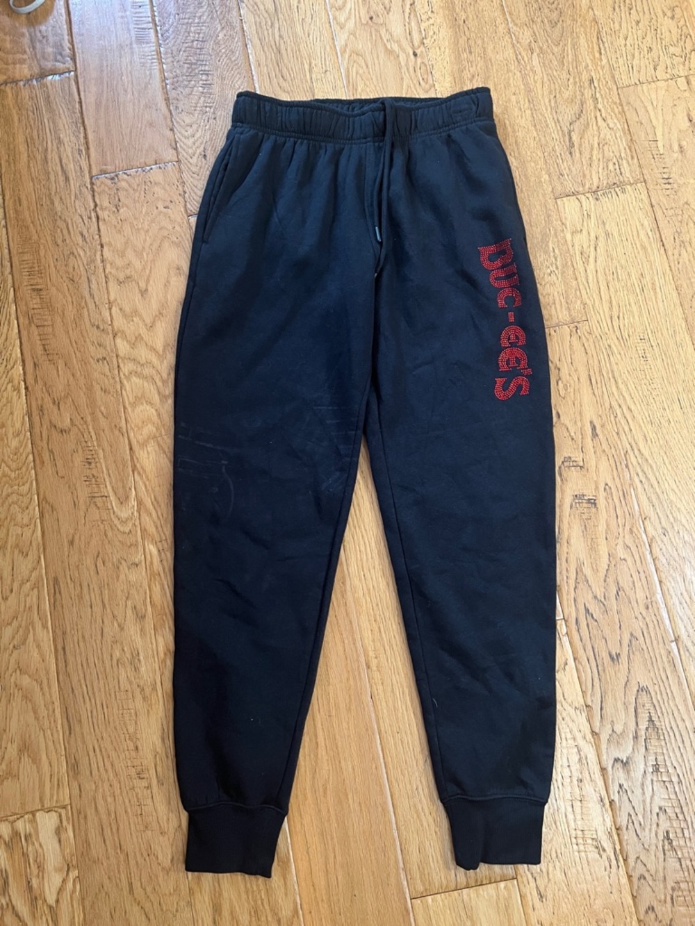 NWT - SM - BUC-EE’S - Black Sweatpants with Red Side Logo
